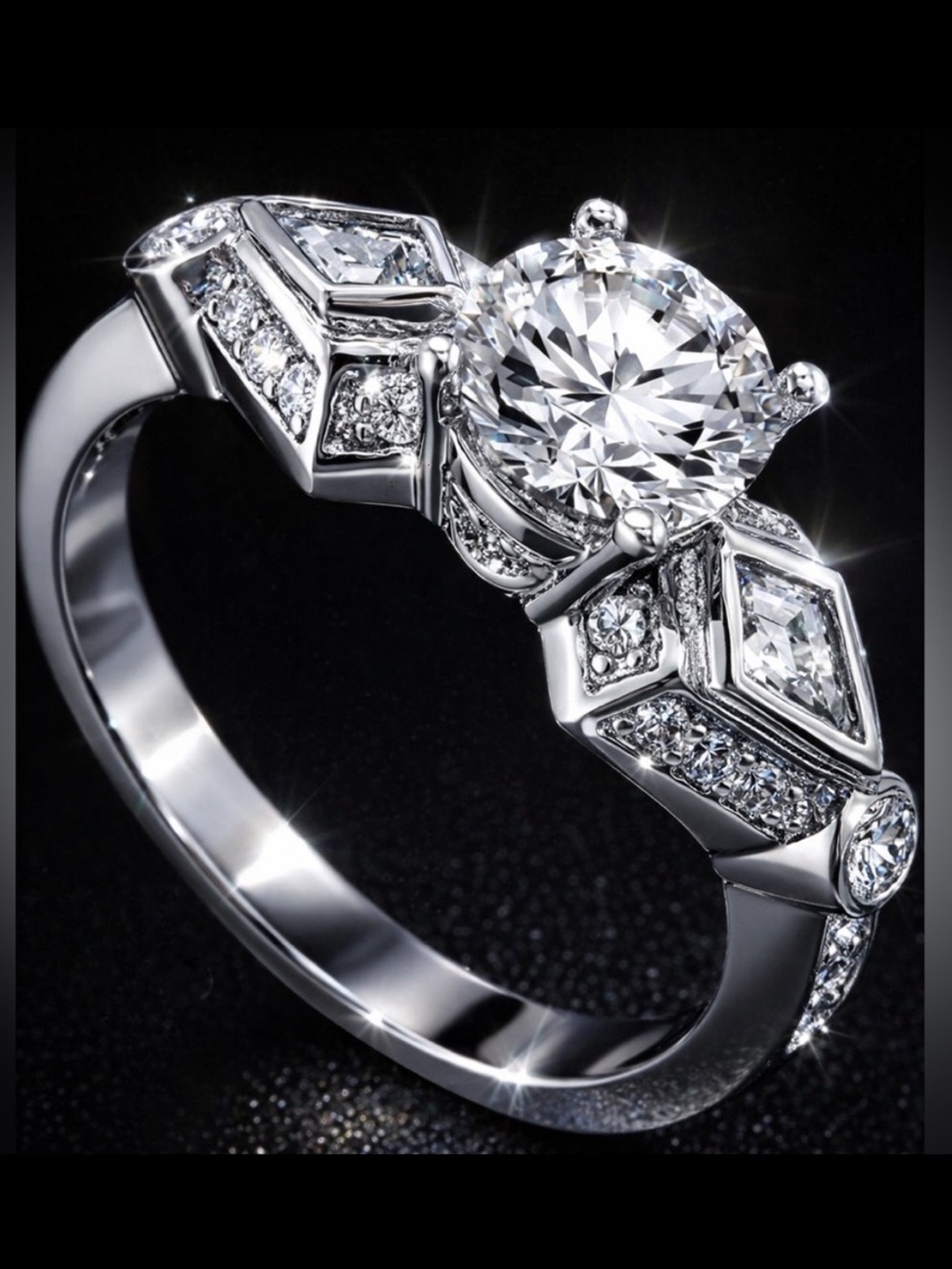 1.4ct Diamonique cz Diamond Engagement Wedding band Ring sterling silver QVC New